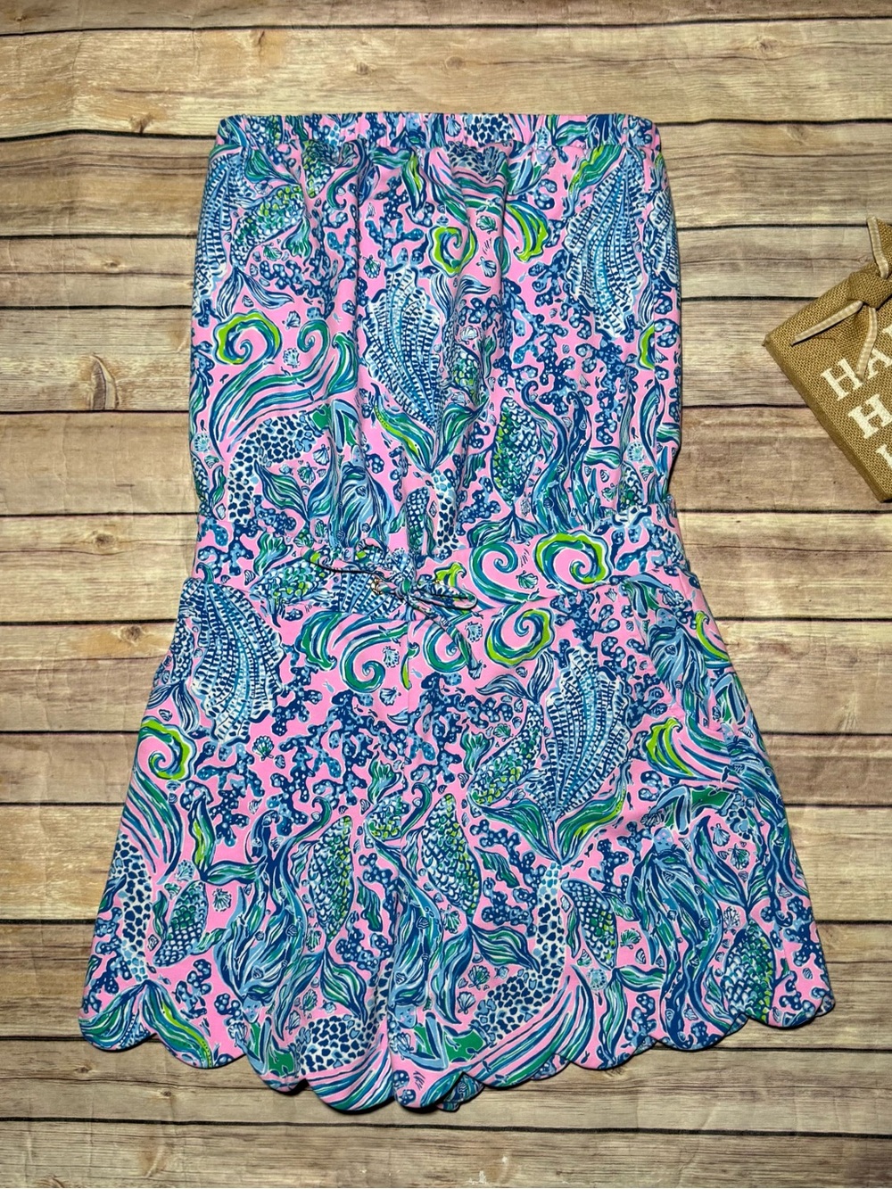 Lilly Pulitzer Jace Strapless Romper in “We Mermaid it” print size XS